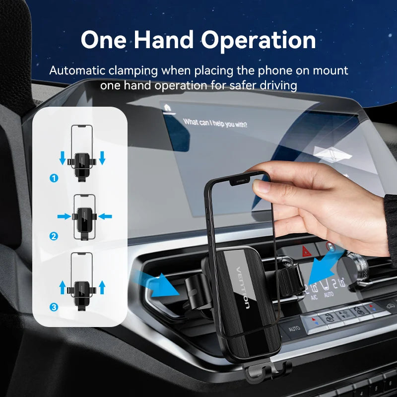 Vention Car Phone Holder Mount, Gravity Auto Locking Universal Phone Holder with Hook Clip for Car Air Vent for iPhone Samsung