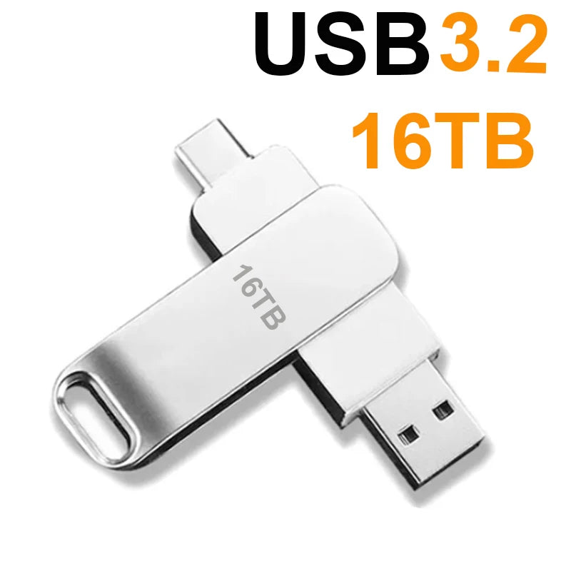 16TB Flash Drive USB 3.2 Ultra High Speed Metal Transfer USB Flash Drive Pen Drive Waterproof C Disk SSD USB Drive Disks 2025