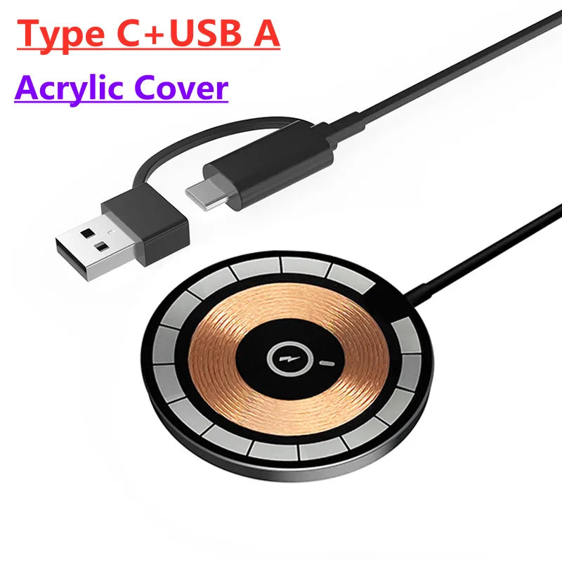 VIKEFON Magnetic Wireless Charger Pad USB Type C PD For Magsafe iPhone 17 16 15 14 13 12 Pro Max Fast Charging Dock Chargers