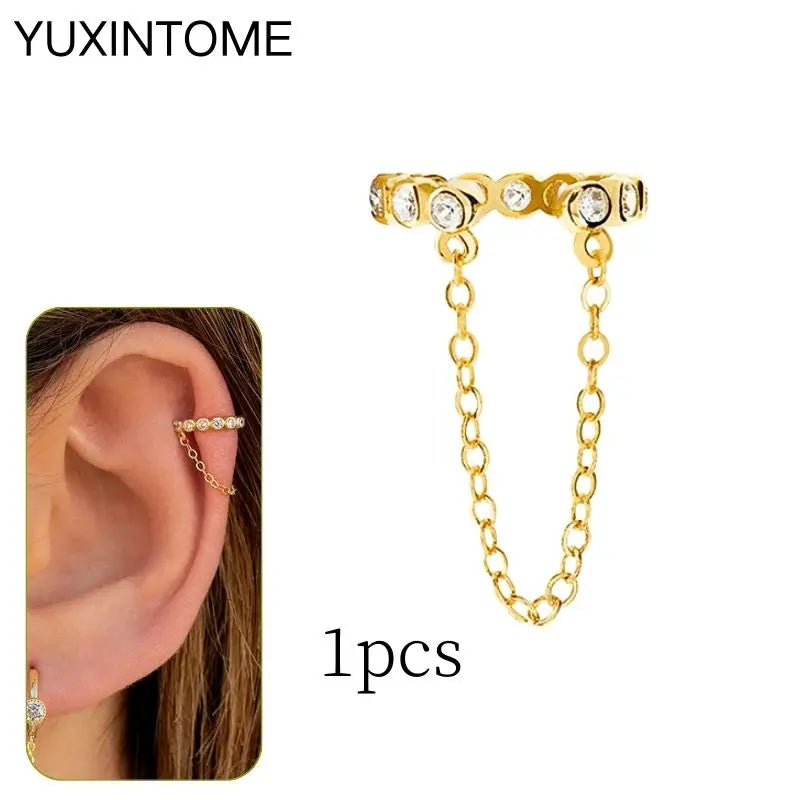 1PC Punk Ear Cuff Plated 24K Gold/925 Silver Conch Clip Earrings For Women Climbers No Piercing Fake Cartilage Earrings