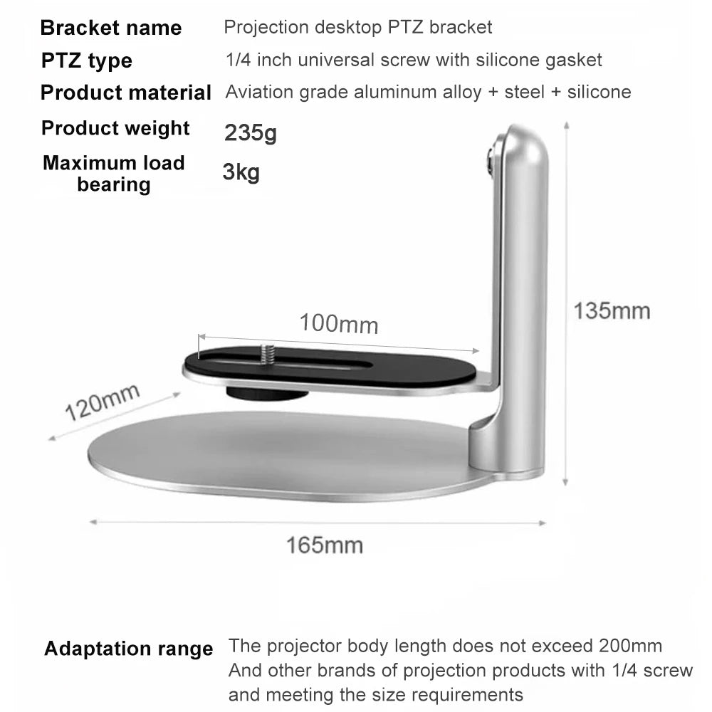 Multi-Angle Projector Stand Adjustable 120° Tilt Ceiling Bracket Wall Mount Desktop for XGIMI Xiaomi Youth Edition Projector