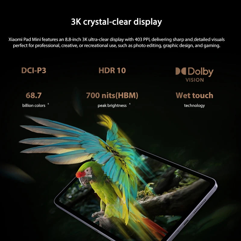 Xiaomi Pad Mini Global Version 7500mAh battery 67W HyperCharge 8.8" 3K ultra-clear display MediaTek Dimensity 9400+