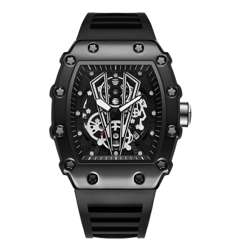 WLISTH Men Skeleton Dial Sport Watches Men Fashion Style Top Brand Luxury Silica Gel Strap Waterproof Quartz Watch Montre Homme