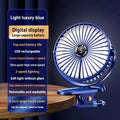 8000mAh Clip-on Fan 5 Speed Quiet Rechargeable Desktop Portable Air Circulator Wireless Fan With LED Light For Camping