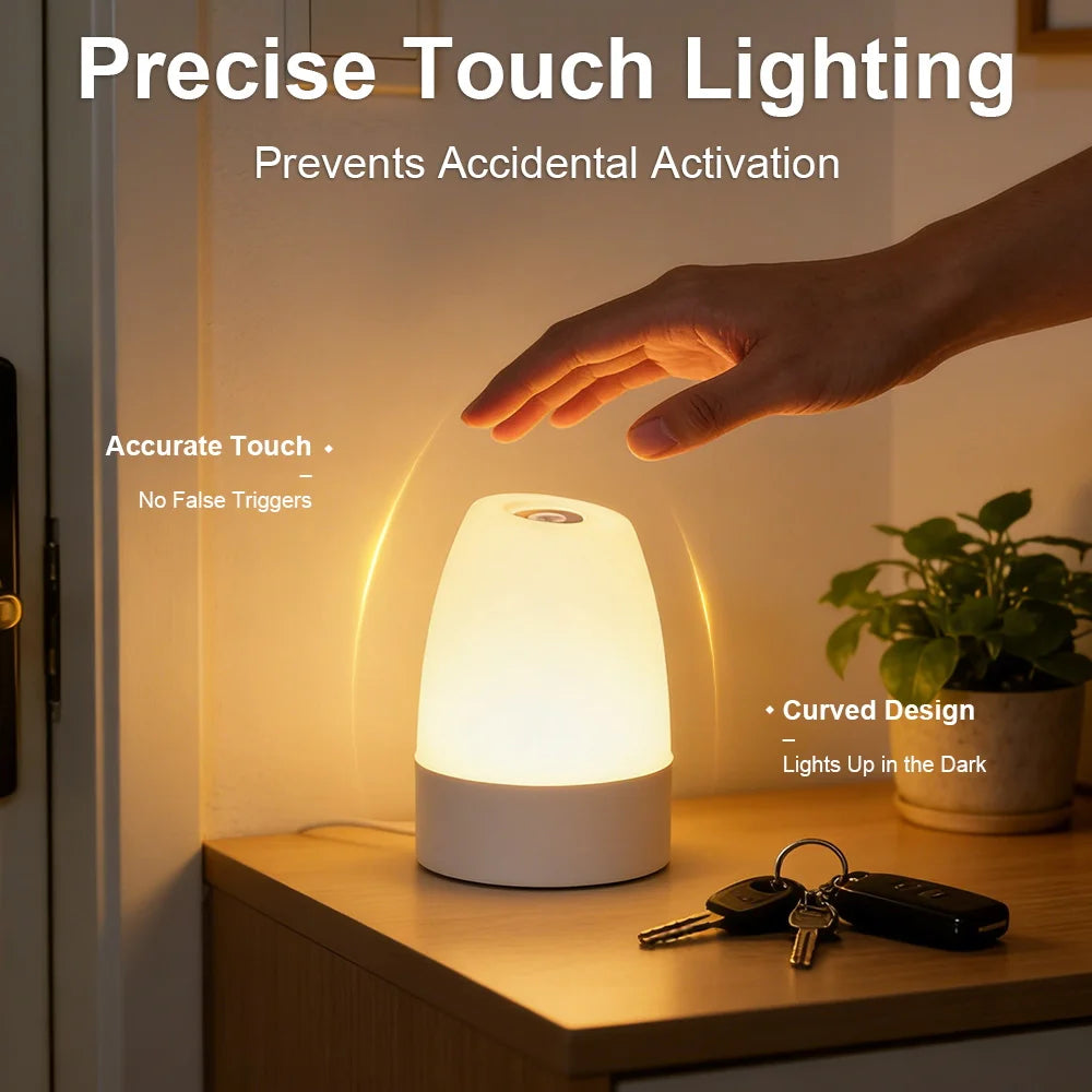 2026 New USB Rechargeable LED Night Light Touch Dimmable RGB 3-Color Eye-Caring Desk Lamp Bedroom Bedside Baby Room Best Seller