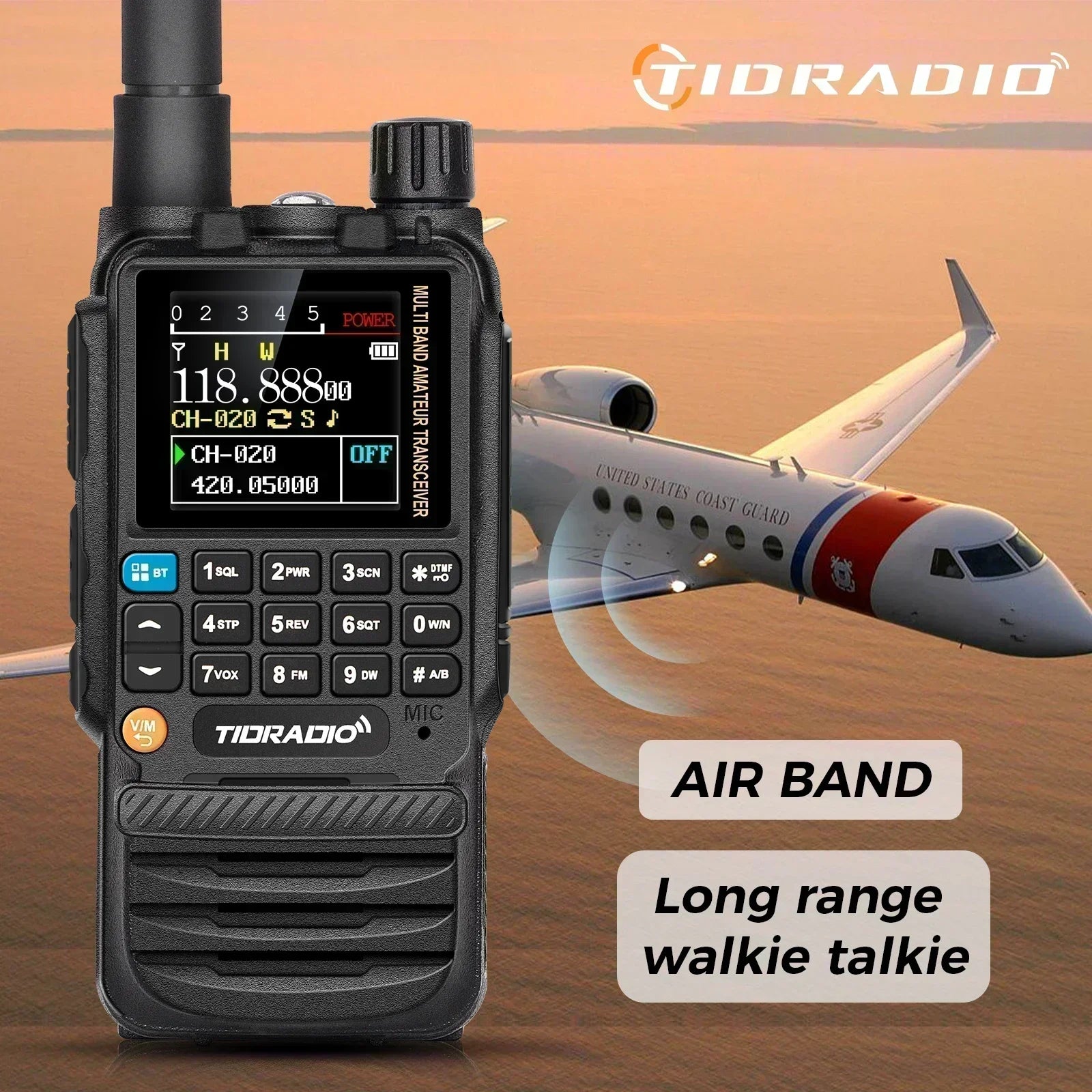 TIDRADIO H3 Long Range Walkie Talkies Rechargeable Wireless Programming Air Band Tow Way Radio Frequency Copy Wireless Intercom