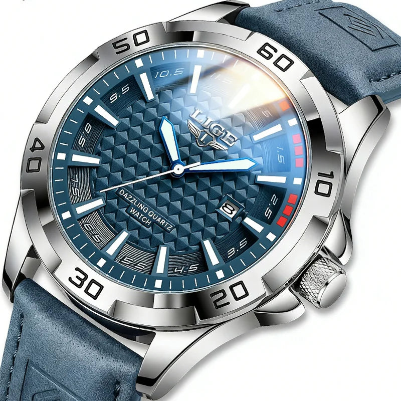 LIGE Man Luxury Brand Watch Waterproof Luminous Date Men's Quartz Wristwatch Stainless Steel Fashion Sports Men Watches