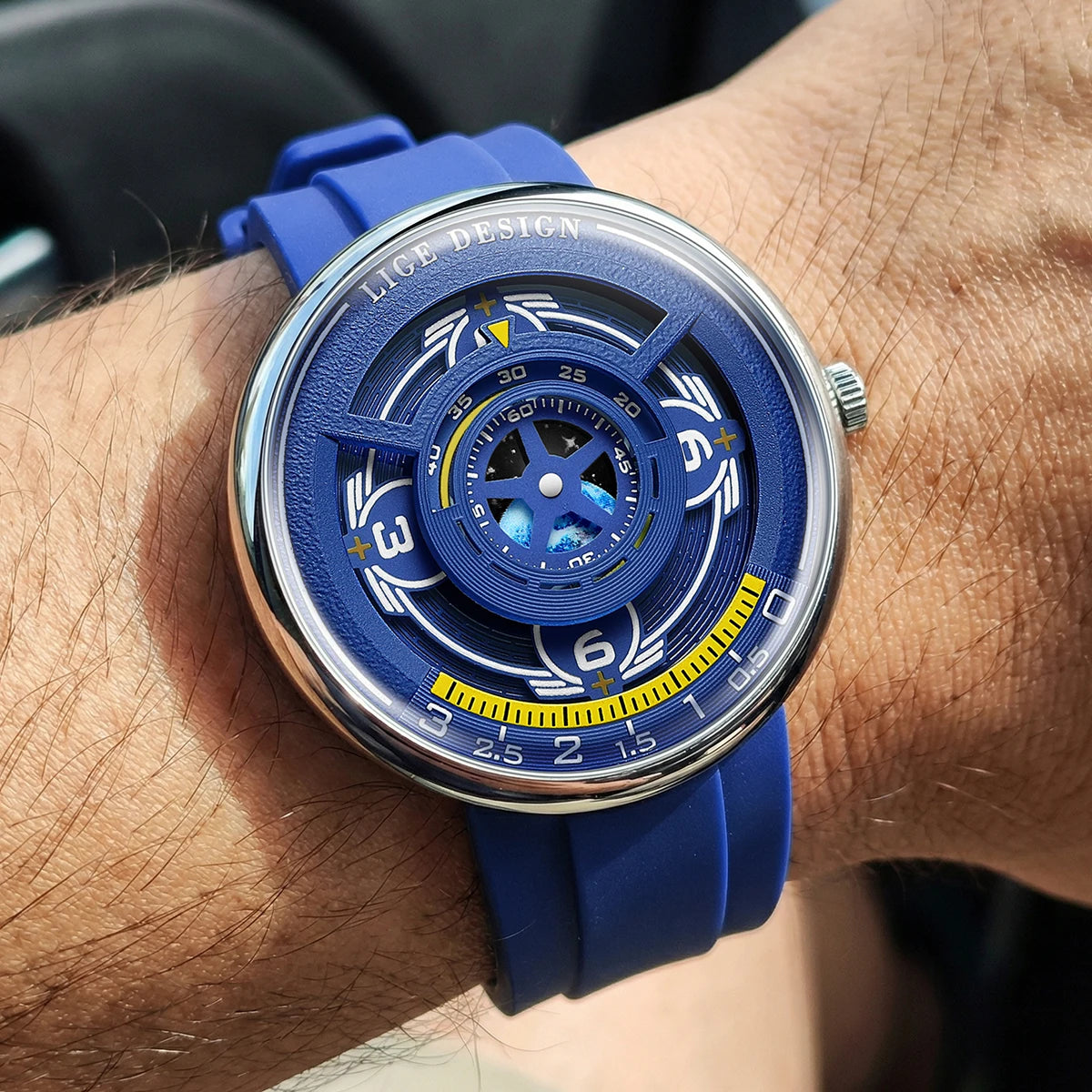 LIGE Trendy Sporty Men's Watches Creative Blue Planet Dial Luminous Silicone Straps Waterproof Men's Quartz Watches Relojs