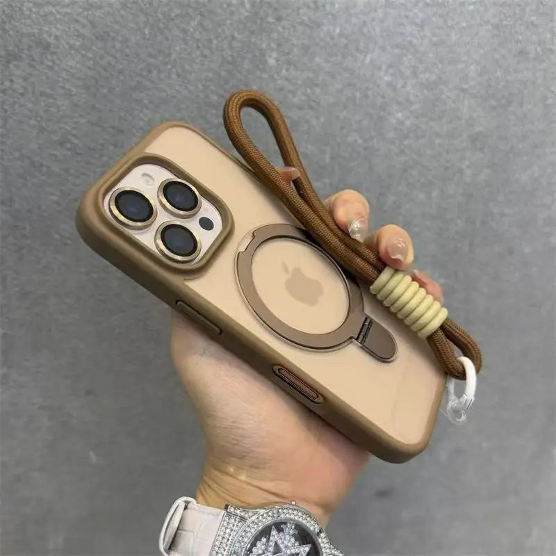 for Magsafe Candy Color Contrast Lanyard Case for iPhone 17 16 15 14 13 12 11 Pro Max Air With Magnetic Stand Holder Cases Cover