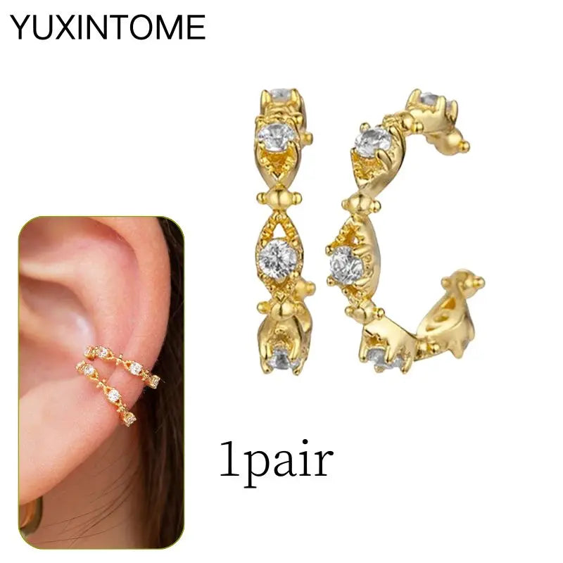 1PC Punk Ear Cuff Plated 24K Gold/925 Silver Conch Clip Earrings For Women Climbers No Piercing Fake Cartilage Earrings