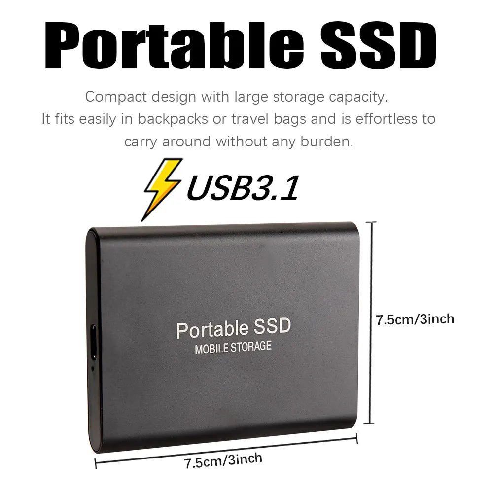 External portable hard drive 16TB original mechanical 2TB/4TB portable SSD 1TB compatible with PC/Mac/phone USB3.1 high-speed
