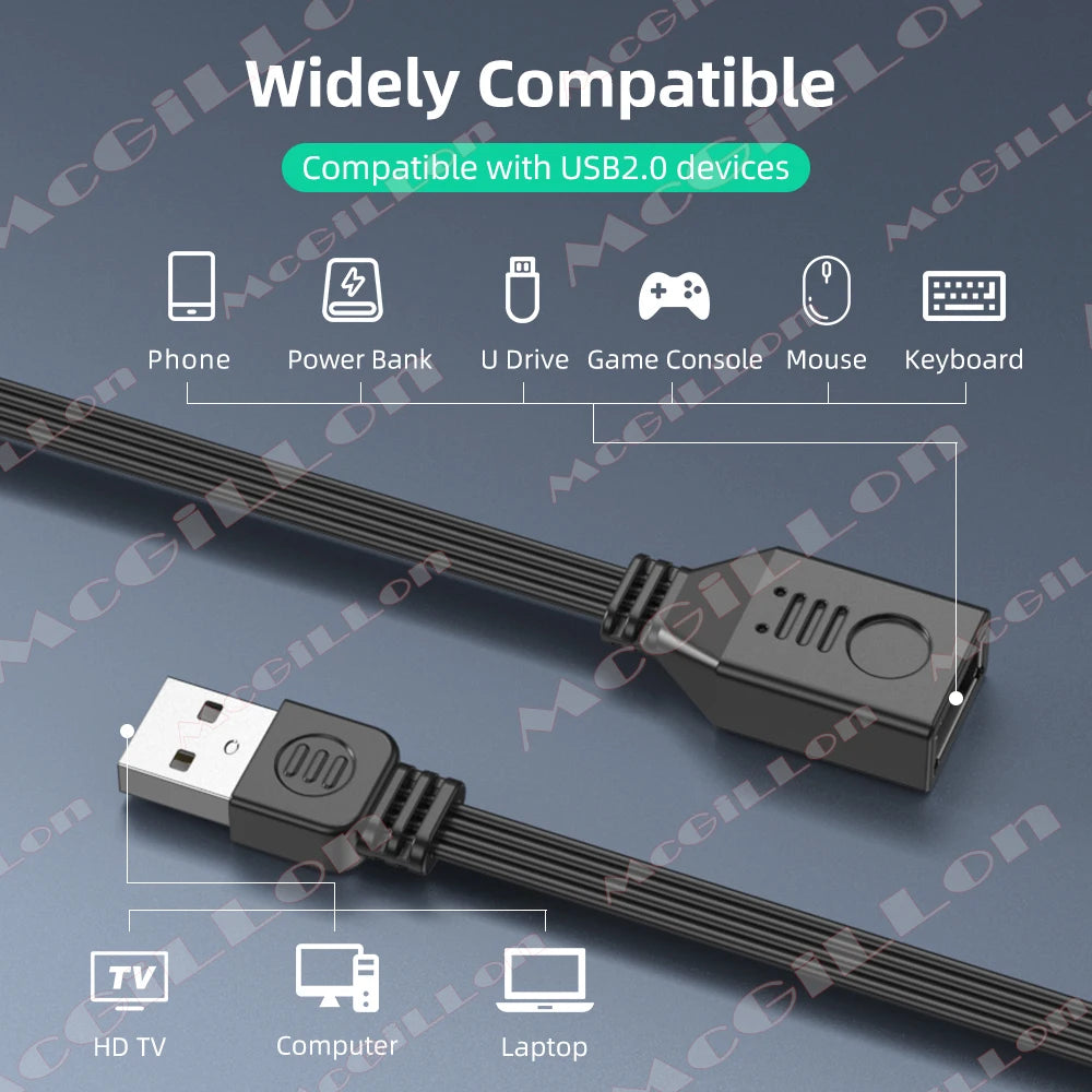 USB Extension Cable Elbow 90 Degree Angle Soft Silicone Flat Cable USB A Male to Female Extension Adapter Cable for Laptop Phone