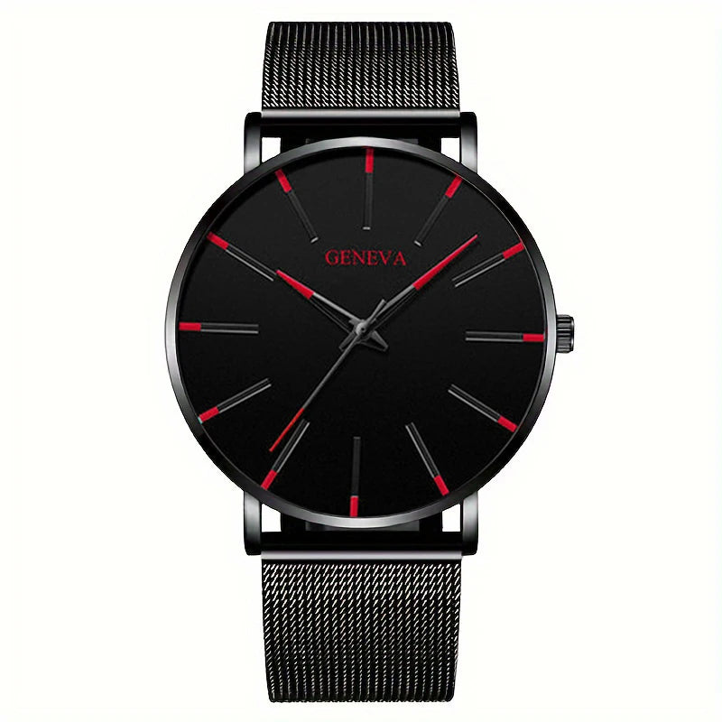 Minimalist Mens Fashion Ultra Thin Watches Simple Men Business Stainless Steel Mesh Belt Quartz Wrist Watch Relogio Masculino