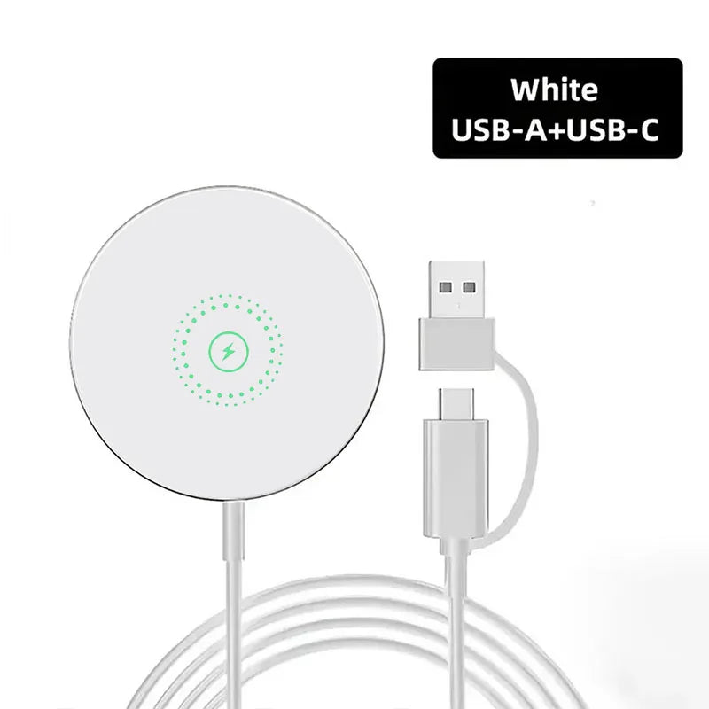 Fast Magnetic Wireless Charger Pad Portable Fast Charging with USB and Type C Port Universal For Magsafe iPhone 17 16 15 Pro Max