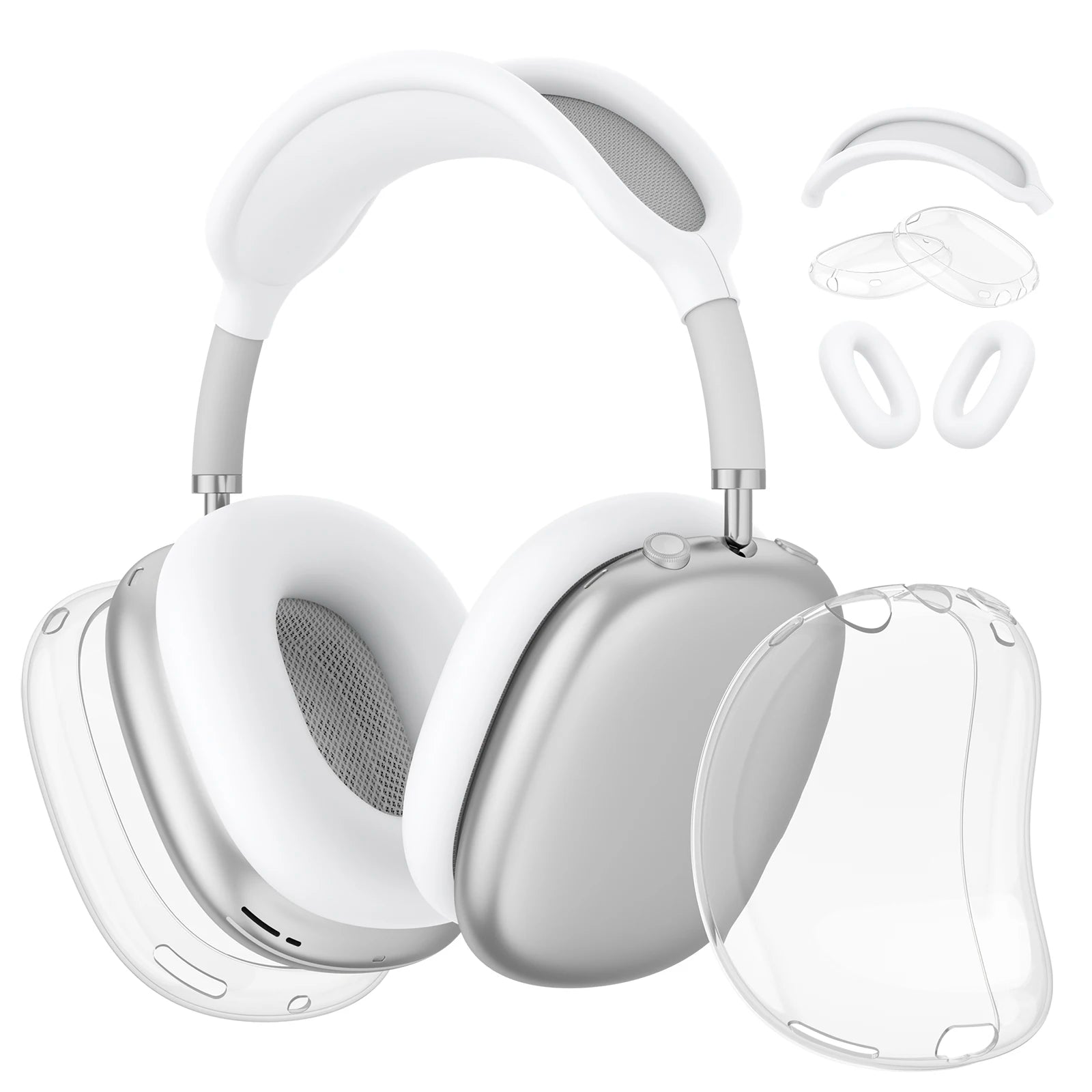 4 in 1 Clear Silicone TPU Case For AirPods Max Shockproof Ear Pad Ear Cups Headband Cover Ear Cushion/Ear Muff Protector