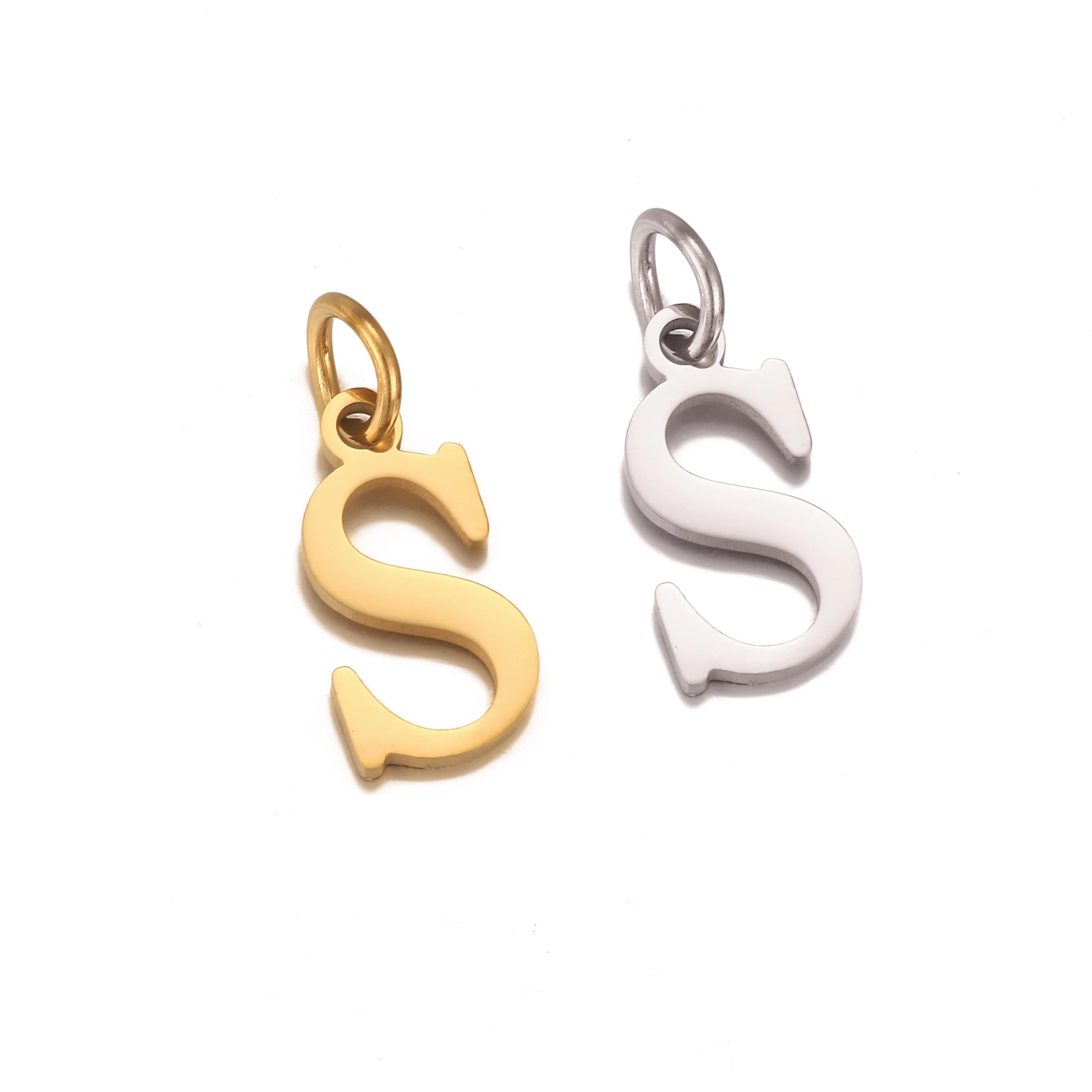 5Pcs Stainless Steel Initial Alphabet Charms Fadeless English Letter Pendant DIY Necklace Bracelet Gift Jewelry Making Supplies