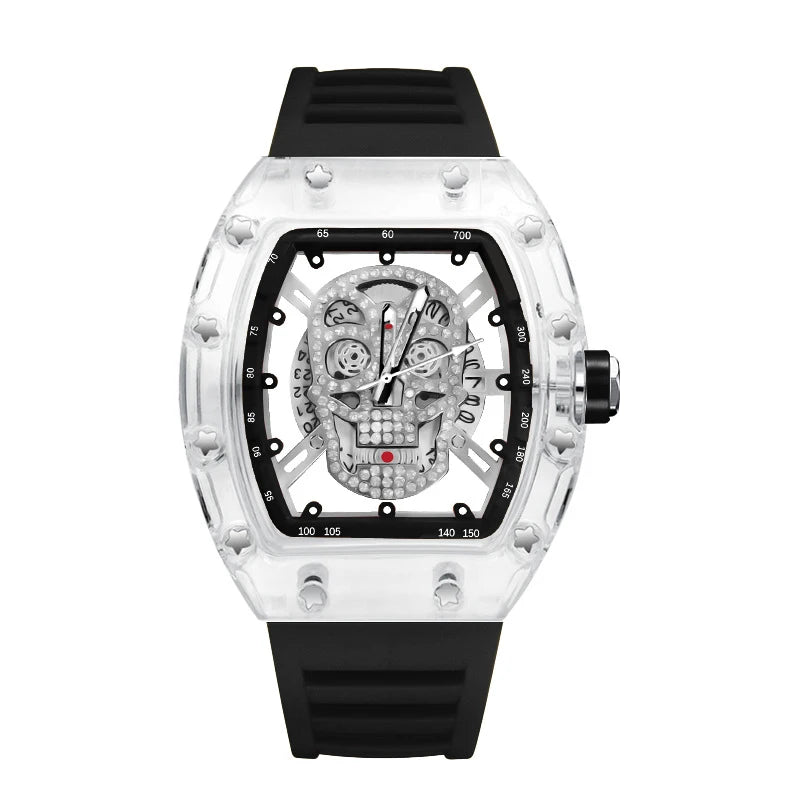 Luxury Quartz Men’s Wristwatch  Male Watch for Man Watches Trend Transparent Ghost Head Waterproof Skull