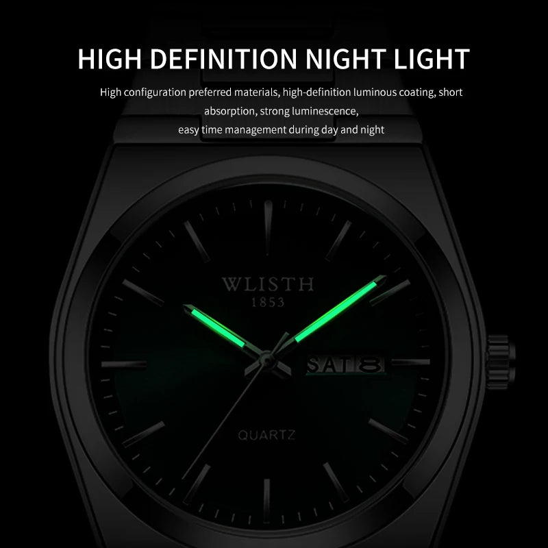 WLISTH Luxury Men Watch Waterproof Fashion Business Watch Stainless Steel Watch For Man Casual Quartz Watches Male Sport reloj