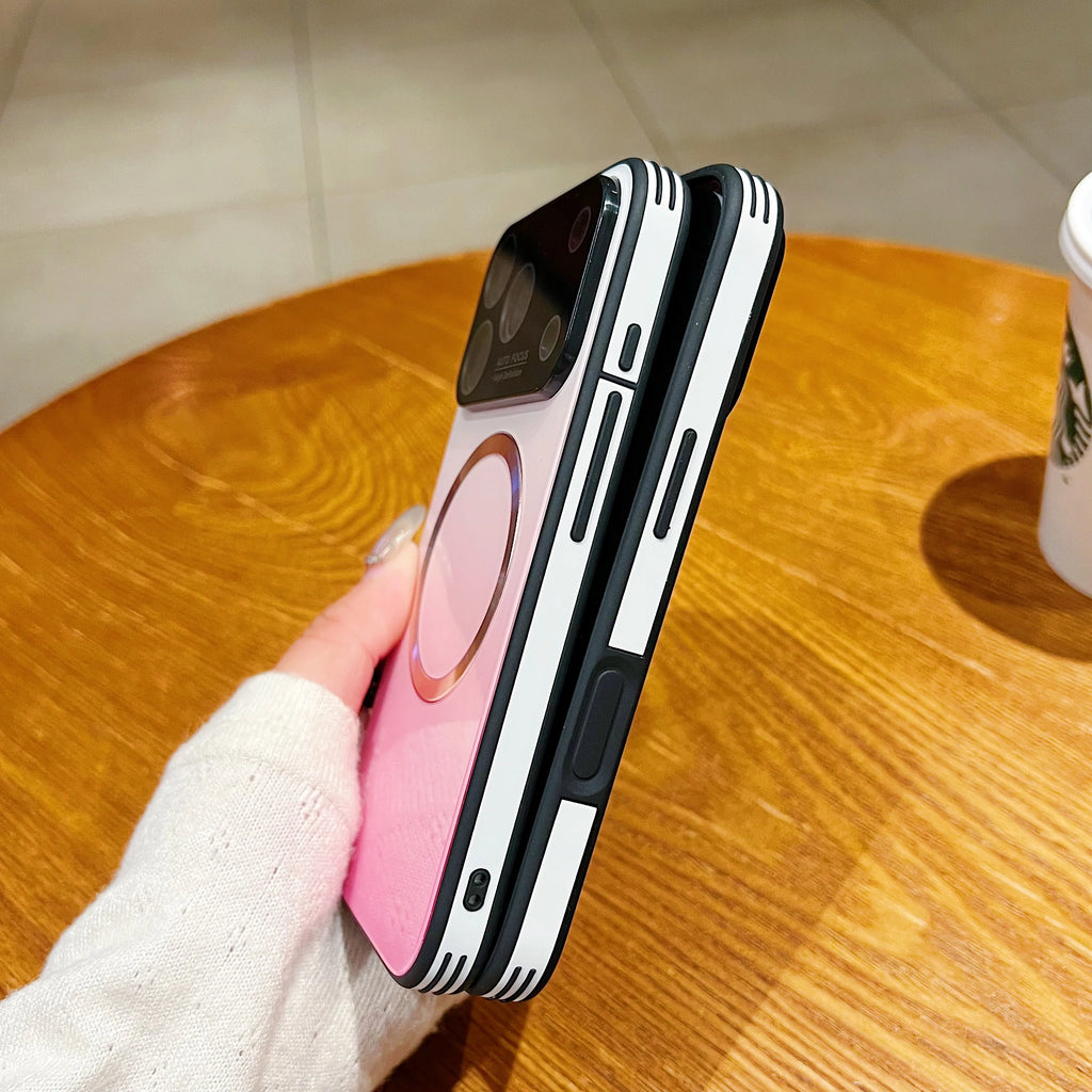Luxury Large Window For Magsafe Phone Case For iPhone 17 16 15 14 13 12 Pro max Plus Air Magnetic Gradient Streaming Phone Cover