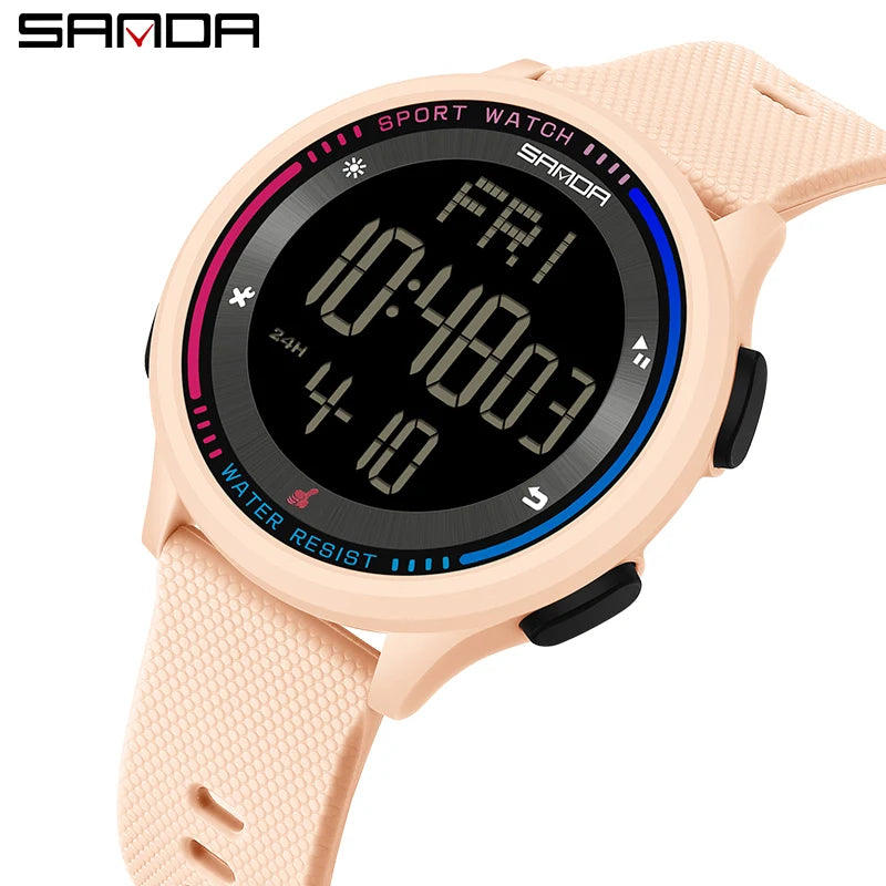 SANDA Men's Watch Multiple Functions Outdoor Sports Stopwatch Waterproof Digital Movement LED Men Wrist Electronic Alarm Watches