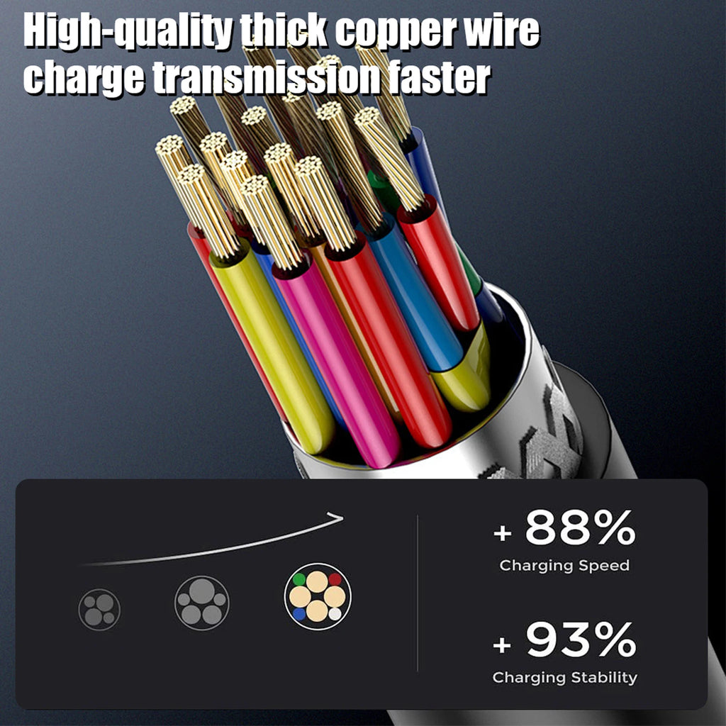 120W Retractable USB A To Type C Cable High-speed Quick Charging Data Line Sturdy Nylon Coiled USB C Wire for Carplay Mi Android