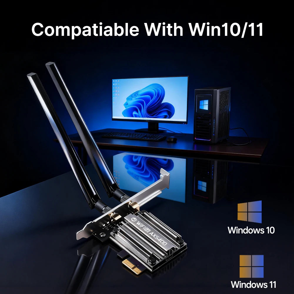 FENVI WiFi6E MT7922 AX5400 PCIE Adapter BT 5.3 Tri Band 2.4G/5Ghz/6Ghz 802.11AX Network Card Wireless Receiver For PC Win 10/11