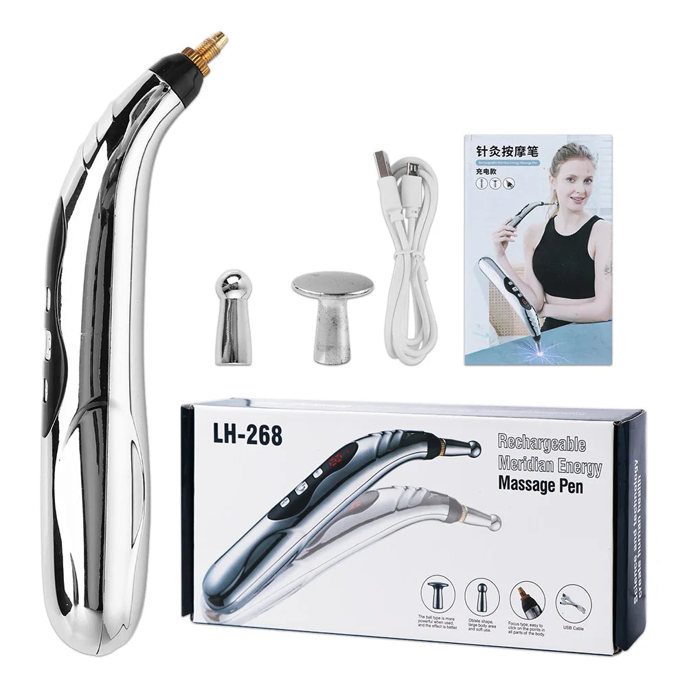 5 Heads Electronic Acupuncture Pen Acupoint Massage Laser Energy Meridian Pen Physiotherapy Instrument Pulse Point Body Massager