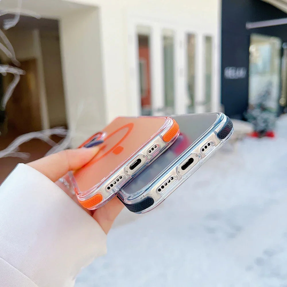 Stylish Metal Lens Magnetic Phone Case for IPhone 17 Pro Max 16 15 14 13 12 11 for MagSafe Wireless Gradual Change Color Cover