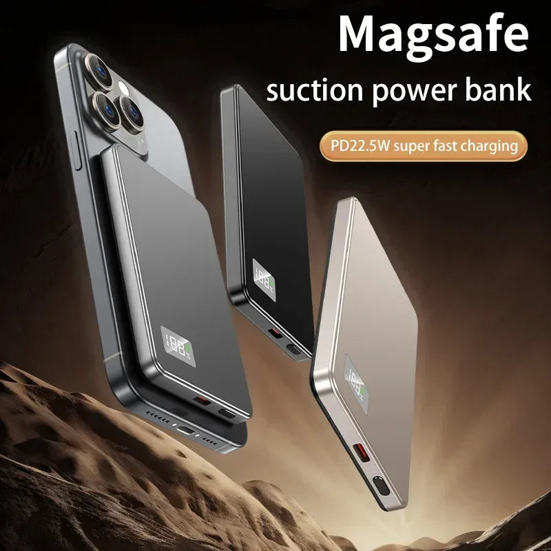 500000mAh Wireless Magnetic Power Bank Fast Charging Portable PD22.5W External Battery for Magsafe for iPhone17 Samsung Xiaomi