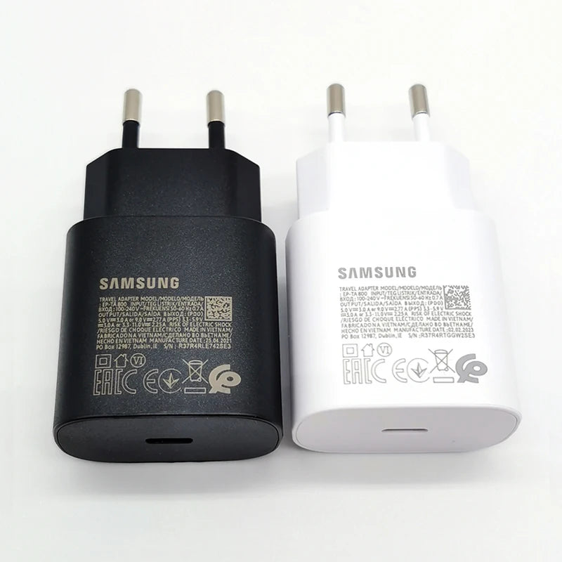 Samsung 25W Super Fast Charger Type C Adapter For Galaxy S24 S23 S20 S21 S22 Plus Note 20 10 A55 A35 A25 A15 Z Flip Fold 6 5 4 3