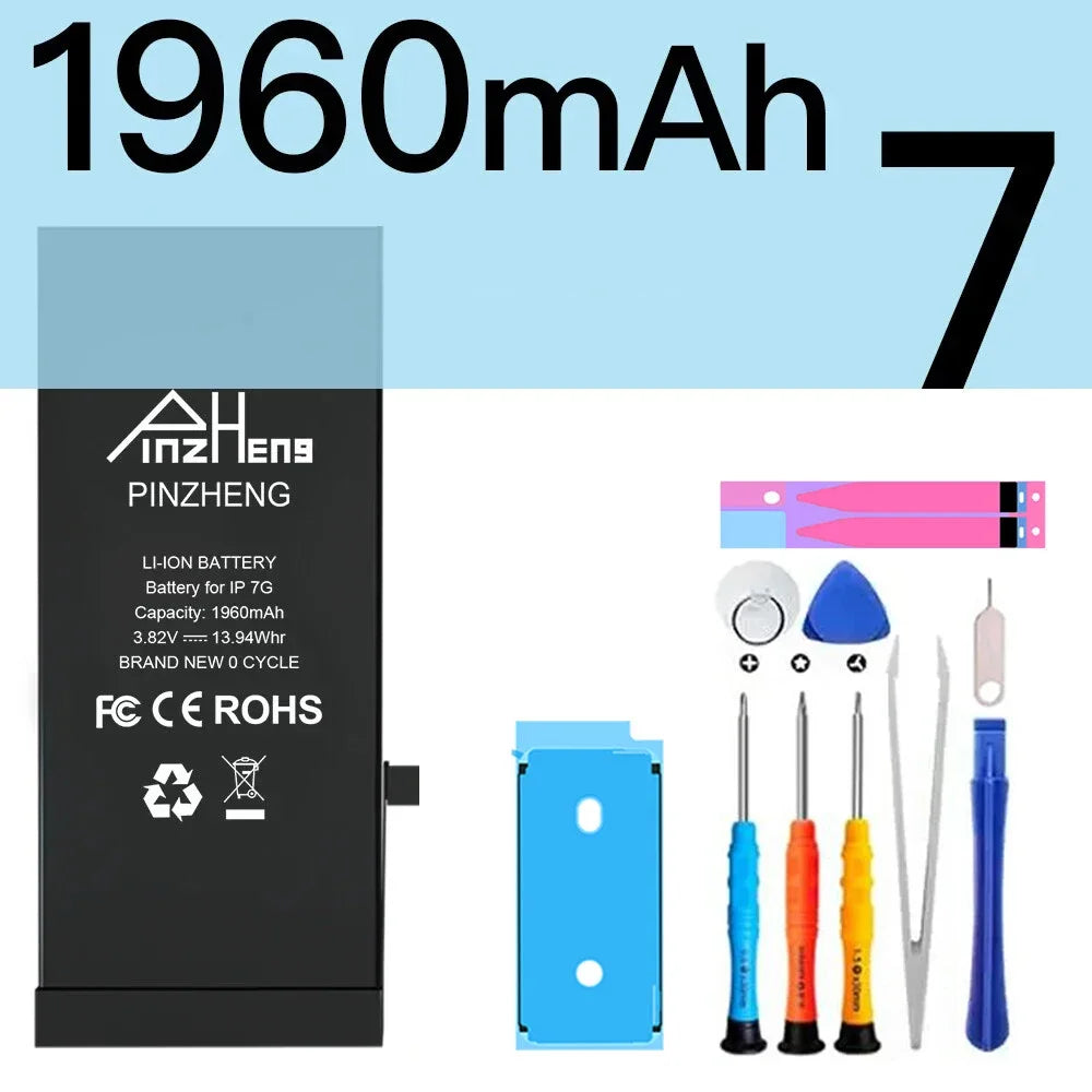 PINZHENG Real High Capacity Battery For iPhone 5S SE 6 6S 7 8 Plus X Xr Xs Max Phone Replacement Bateria Warranty One Year