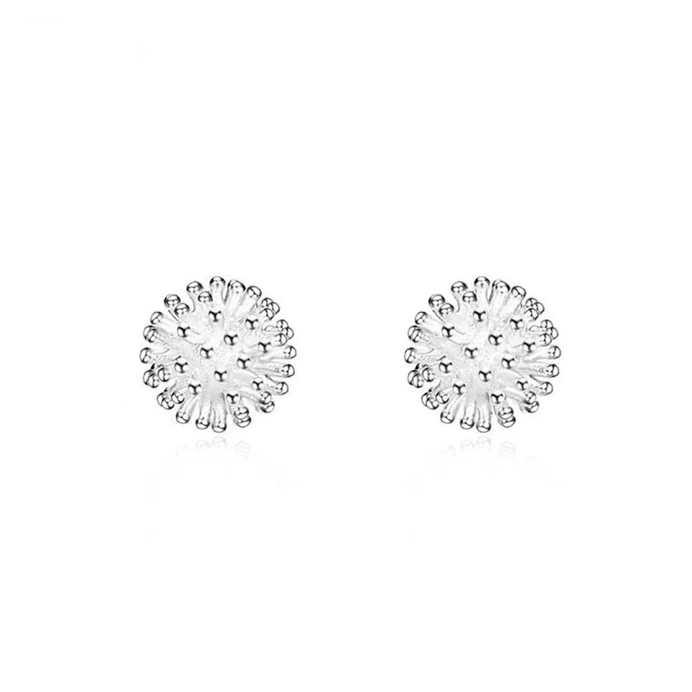 925 Sterling Silver Earrings Dandelion Beads Earrings Ladies Elegant Fashion Wedding Party Jewelry Gift