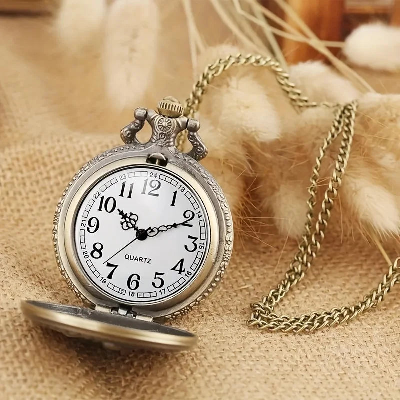 Vintage Bronze Train Locomotive Steampunk Quartz Pocket Watch Necklace Pendant with Chain Best Gift for Men Women reloj bolsillo