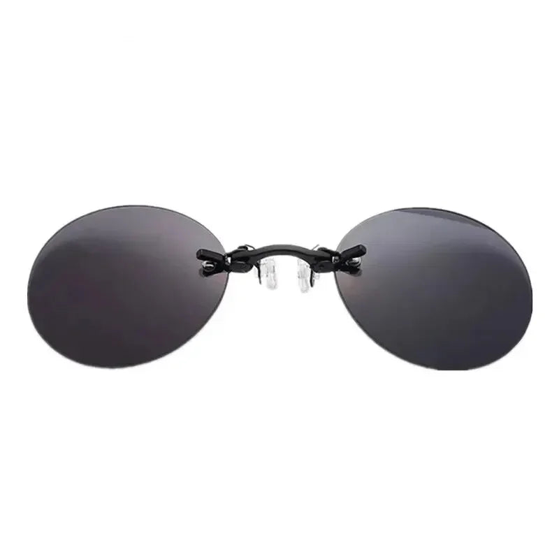1-2PCS Clip On Nose Glasses Round Rimless Matrix Morpheus Sunglasses Mini Frameless Vintage Men Eyeglasses