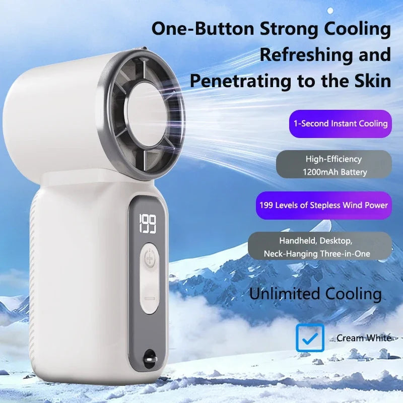 Lenovo Ultra-Quiet Fan Powerful Wind Summer Super Mini USB Rechargeable Quiet Digital DisplayHigh Speed Pocket Fan New