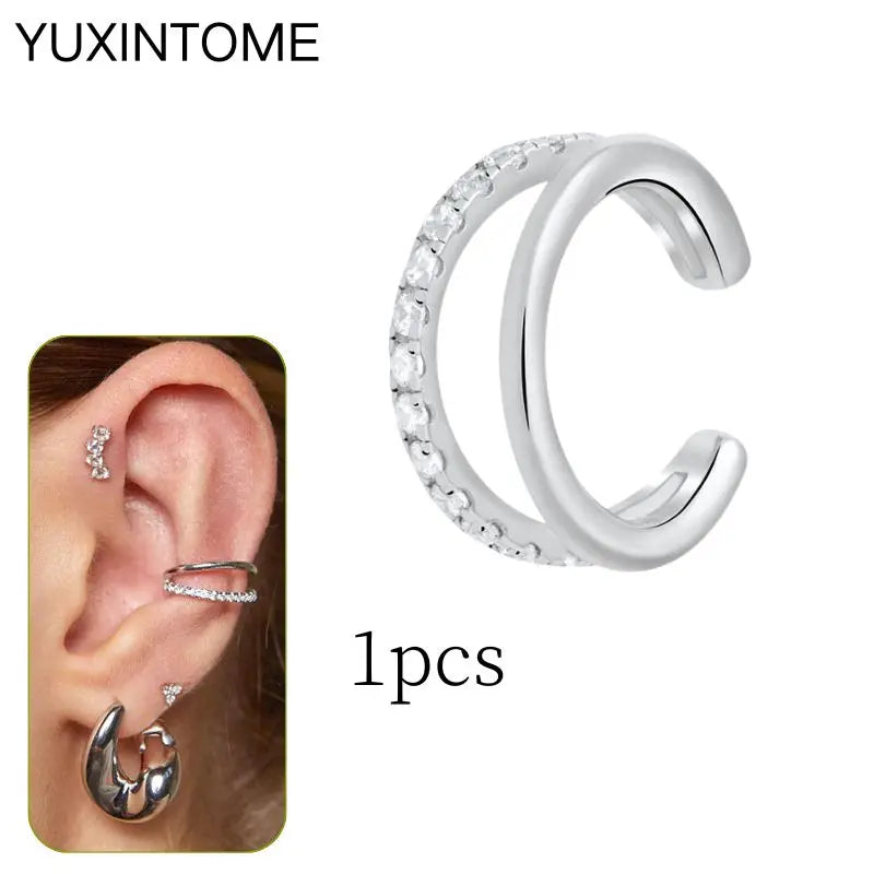 1PC Punk Ear Cuff Plated 24K Gold/925 Silver Conch Clip Earrings For Women Climbers No Piercing Fake Cartilage Earrings