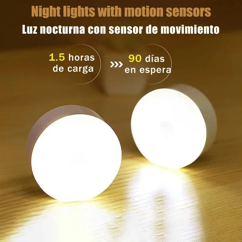 USB Rechargeable LED Night Light Motion Sensor Magnetic Wireless Lamp, Warm White No Flicker for Closet Bed Cabinet