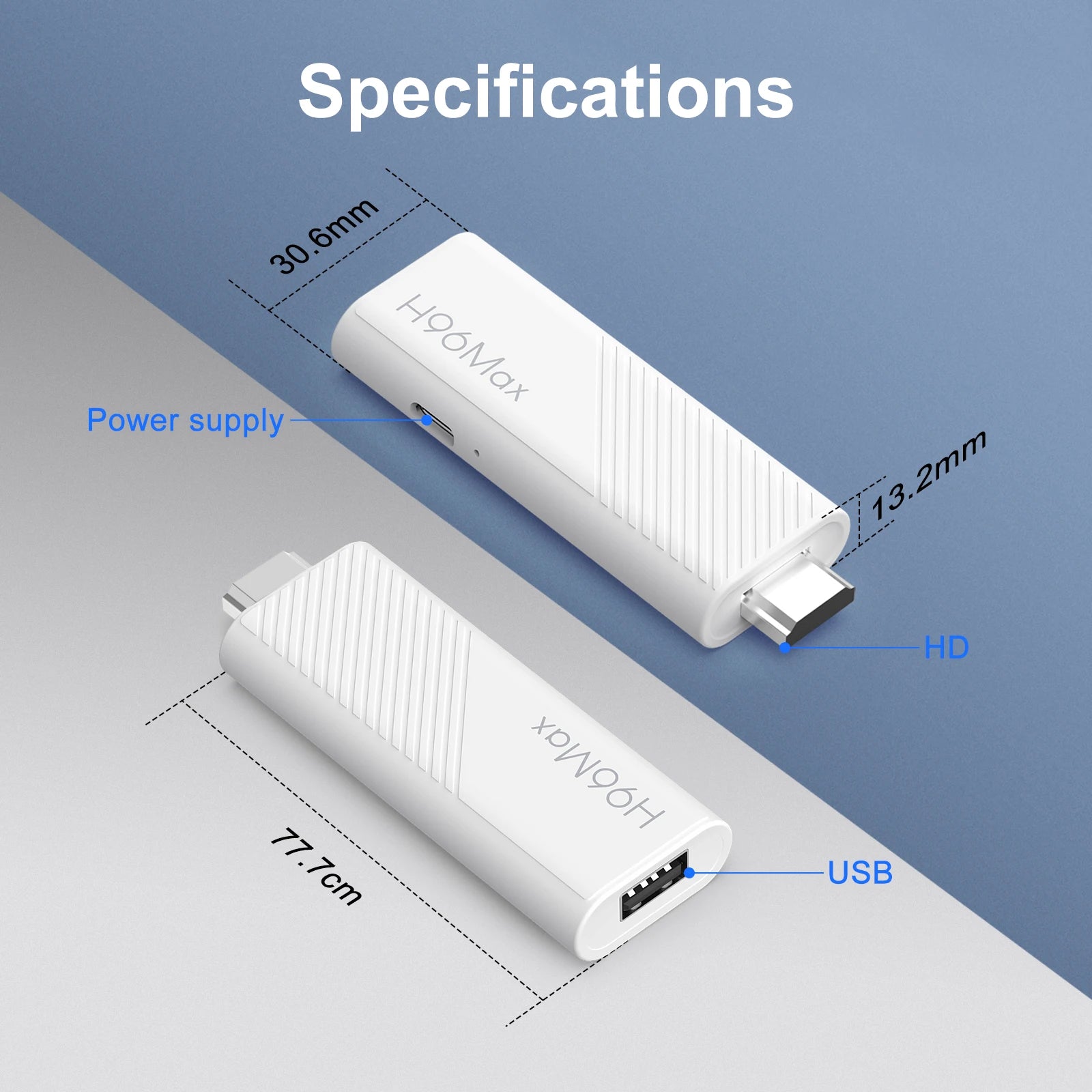 H96 Max Android TV Stick Allwinner H313 Quad Core 4K Wifi6 BT Voice Assistant Remote Control