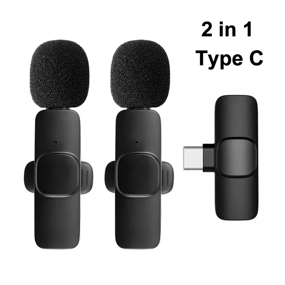 2.4G Wireless Lavalier Microphone Audio Video Recording Mini Mic For iPhone Android Live Broadcast Gaming Phone With Receiver