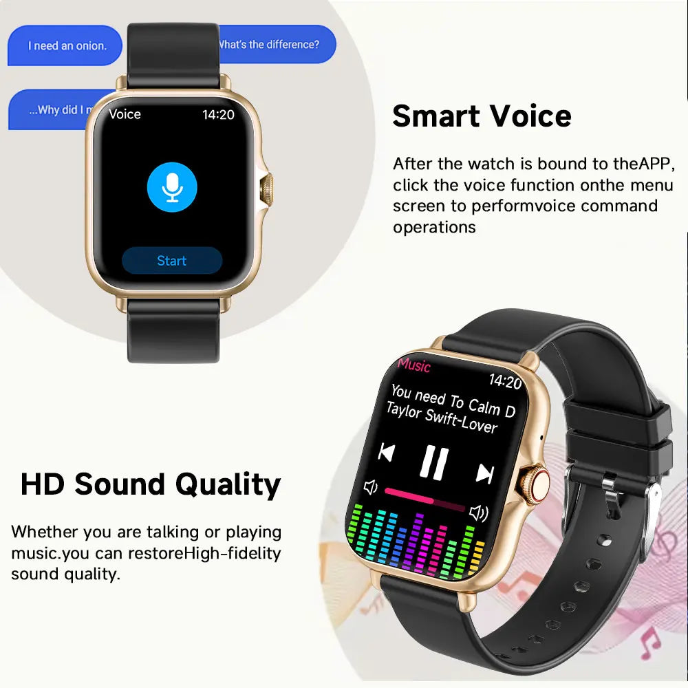 New 1.83''Screen Smartwatch Wireless Call Message Reminder Multiple Sports Modes Remote Camera Perfect Holiday Gift Men Women