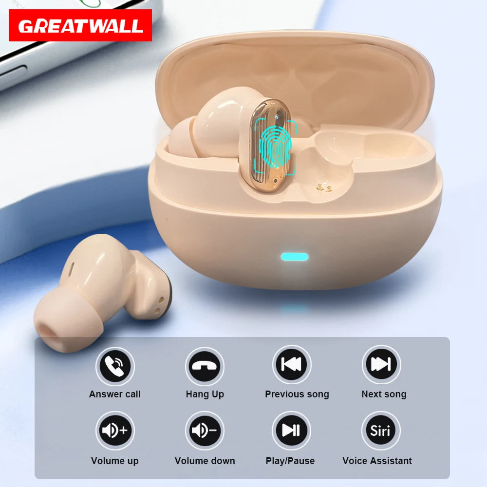 GREATWALL AI Translation Wireless Bluetooth Earphones Waterproof HIFI Sound HD Call Earbuds With Mic Headphones Office Travel