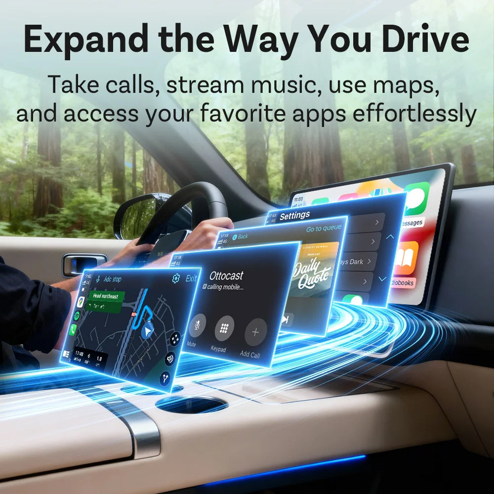 Ottocast Express Mini Dot Wireless Carplay Adapter Android Auto Dongle Wired to Wireless WiFi 6 Plug & Play for Audi Kia