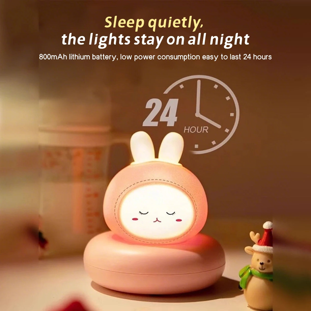Cute Cartoon LED Night Light with Multi Level Dimming Touch Control Baby Bedside Lamp Essential for Nursery Room Decoration