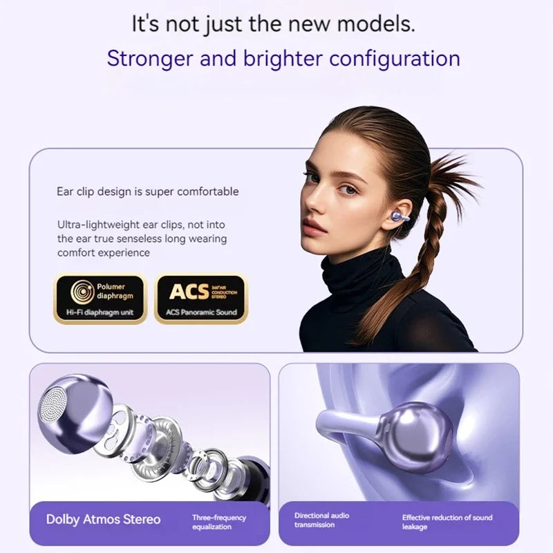 Original Sony Wireless Headphones D151 Open-back Clip-on Style, Bluetooth 5.4 Sports Earphone Hi-Fi Noise canceling Headset