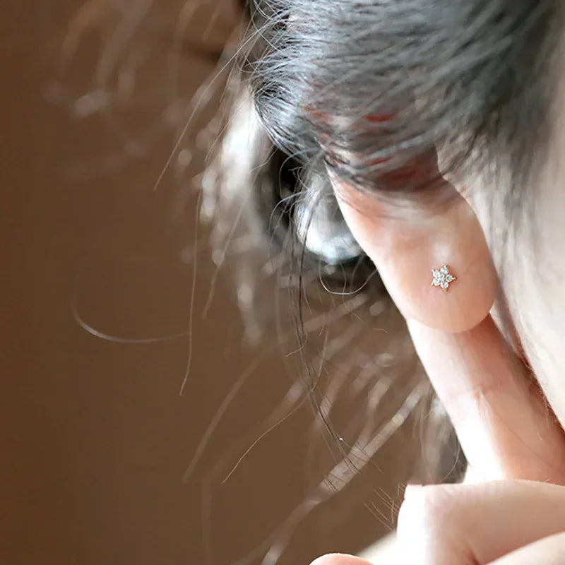 Five-Pointed Star Zircon Earrings S925 Sterling Silver Elegant Trendy Women's Accessories Gift for All Occasions