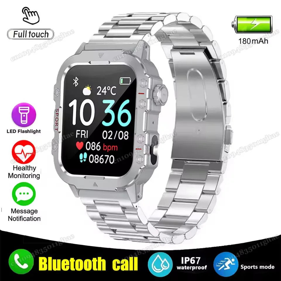 1400mAh Big Battery Smart Watch Men Outdoor GPS Flashlight 10ATM Waterproof Bluetooth Call AMOLED HD Sports Smartwatch AT-1282