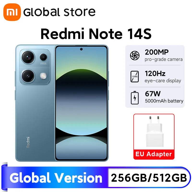 Xiaomi Redmi Note 14S Smartphone Global Version MTK Helio G99 200MP Camera 120Hz 6.67" AMOLED Display 67W 5000mAh