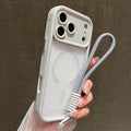 Luxury Matte Transparent With Soft Lanyard Phone Case For iPhone 17 16 15 14 13 12 Pro Max 11 16 Plus Air Magnetic Bumper Cover