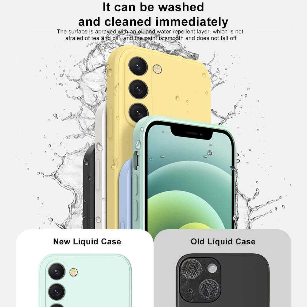 S26 S25 Ultra Case Square Liquid Silicone Phone Case For Samsung Galaxy S26 S25 S24 S23 S22 Ultra Plus S26Ultra Cases Soft Cover