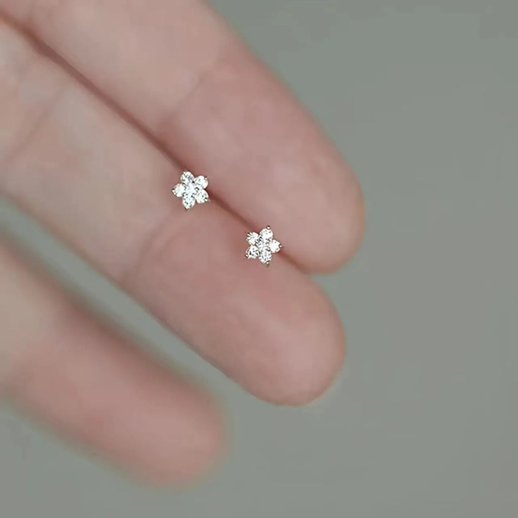 Five-Pointed Star Zircon Earrings S925 Sterling Silver Elegant Trendy Women's Accessories Gift for All Occasions